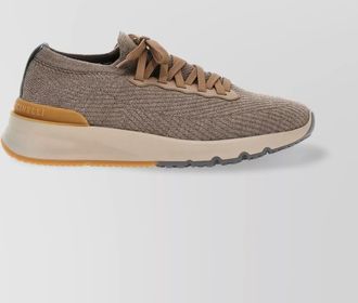 Brunello Cucinelli round toe textured fabric sneakers rubber sole