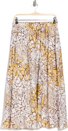 Renee C Pull-On A-Line Midi Skirt in Ivory/Yellow at Nordstrom Rack, Size 1X