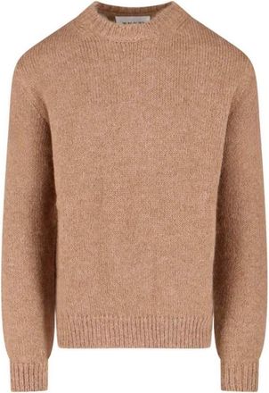 Jil Sander Brown Alpaca-Wool Blend Crewneck Sweater With Ribbed Cuffs
