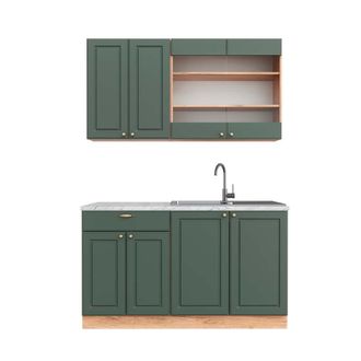 Vicco Cocina Para Solteros Fame-line, Green-gold Country/gold Power Roble, 140 Cm, Et M&aacute;rmol