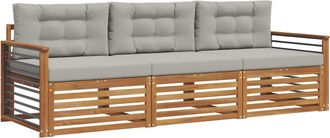 vidaXL Conjunto De Sof&aacute;s De Exterior 3 Uds. Natural Y Gris Claro Vidaxl