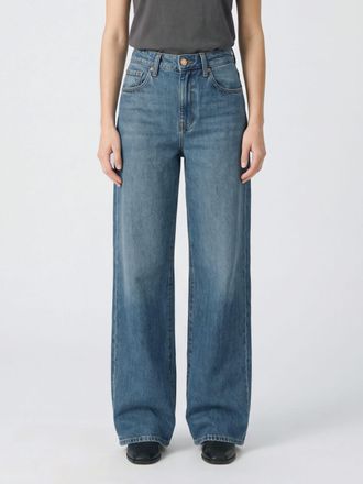 7 For All Mankind Jeans wide leg a vita alta in denim di cotone con effetto usurato