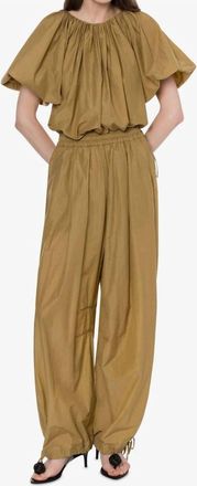 Philosophy di Lorenzo Serafini Nylon Cropped Blouse Top In Khaki