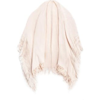Saachi Embroidery Fringed Ruana in Ivory at Nordstrom Rack