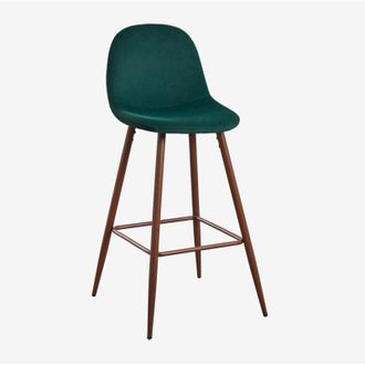 Sklum Confezione da 2 sgabelli alti in velluto Glamm SKLUM Verde Jungle Legno scuro