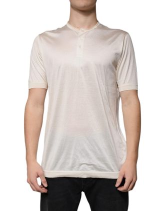 Dolce & Gabbana Silk Henley Shirt - White