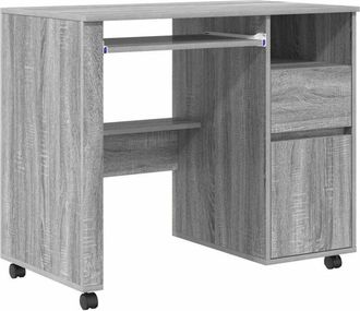 vidaXL Vidaxl - Escritorio con Ruedas Gris 91 x 50 x 77 cm Madera contrachapada