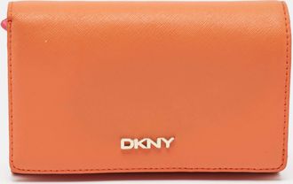 DKNY Dkny Orang/pink Leather French Flap Wallet