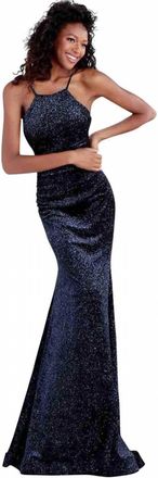 Jovani Sleeveless Fitted Evening Gown In Black/blue