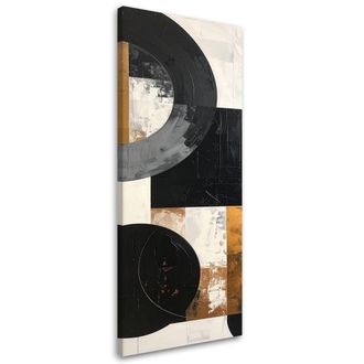 Feeby Cuadro En Lienzo, Formas Geom&eacute;tricas De C&iacute;rculos Abstracci&oacute;n Blanco Y Negro, 40x120