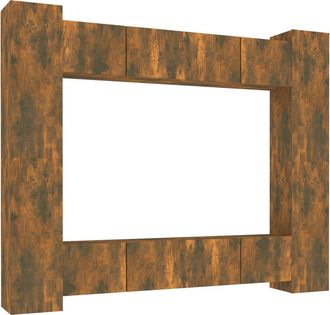 vidaXL Vidaxl - Set De Muebles De Tv 8 Pzas Madera Contrachapada Roble Ahumado