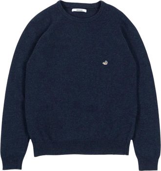 Edmmond Studios Duck Patch Sweater - Heren - Ronde hals truien - Blauw - 2XL - Katoen - Truien & Vesten