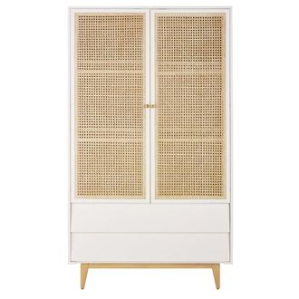 Maisons du monde Armario de rejilla de rat&aacute;n con 2 puertas y 2 cajones 105 cm