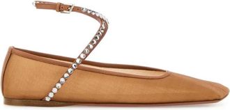Amina Muaddi Ballerinas met versierde enkelband - Dames - Ballerinas - Oranje - 38 EU - Schoenen