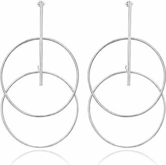 Georgina Jewelry Womens Two Circle Bar Earrings In Silver