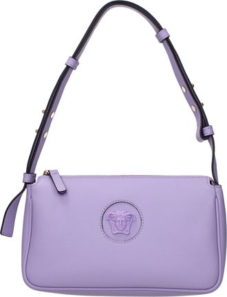 Versace Purple Leather Shoulder Womens Bag