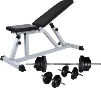 vidaXL Panca da Palestra con Bilanciere e Set di Manubri 60,5 kg - Vidaxl