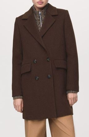 Mango Double Breasted Coat in Chocolate at Nordstrom, Size X-Small