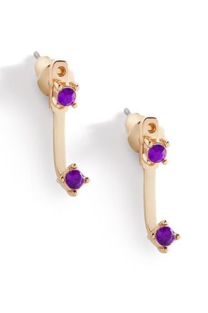 Mint & Lily Birthstone Drop Ear Jacket Earrings in February Amethyst at Nordstrom