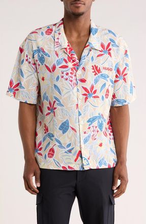 BOSS Beach Camp Shirt in Natural at Nordstrom Rack, Size Xx-Large