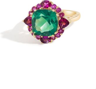 Tiramisu 14K Gold Plated Over 925 Sterling Silver Green Gluorite Teal Reverie Ring