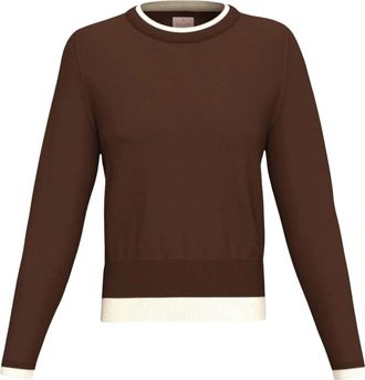 Emme Di Marella Prugna Ronde hals gebreide trui - Dames - Ronde hals truien - Bruin - M - Wol - Truien & Vesten