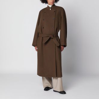 CORDERA Long brown coat in virgin wool
