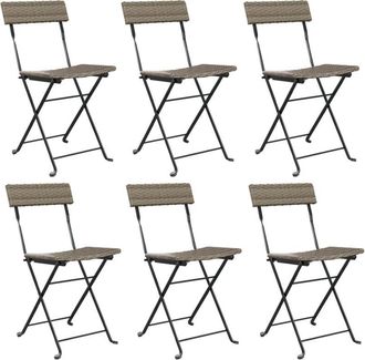 vidaXL Vidaxl - Sillas Cafeter&iacute;a Plegables 6 Uds Acero Y Rat&aacute;n Sint&eacute;tico Gris