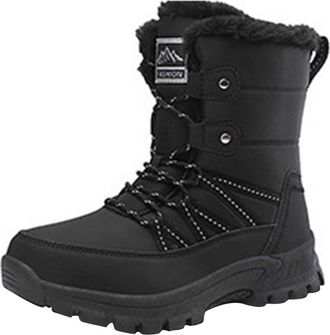 Generic wellington boots women Snow Boots Womens Waterproof Wide Fit Boot Winter Fur Lined Warm Shoes Ladies Non Slip Walking Thermal Wellington Fluffy Mid Ca