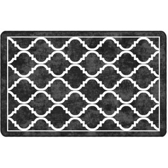 vidaXL Vidaxl - Alfombra lavable antideslizante negro y blanco 190x300 cm