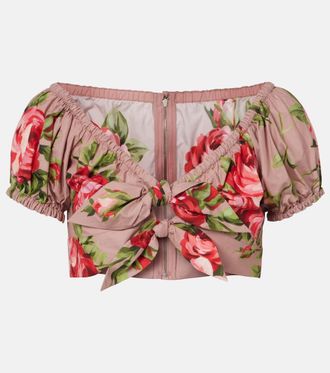 Dolce & Gabbana Floral bow-detail cotton crop top