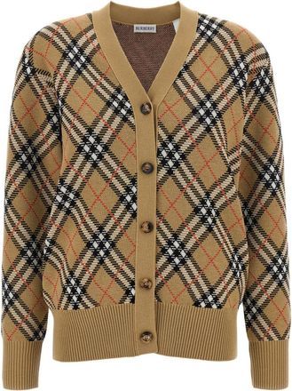 Burberry Beige Check Cardigan