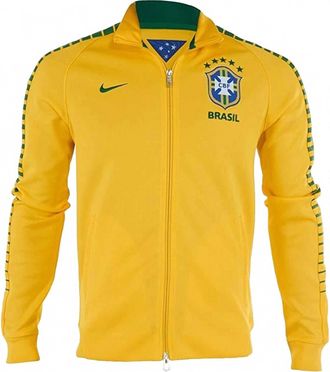 Nike Mens Brazil Authentic Jacket In Yellow Blue Green White