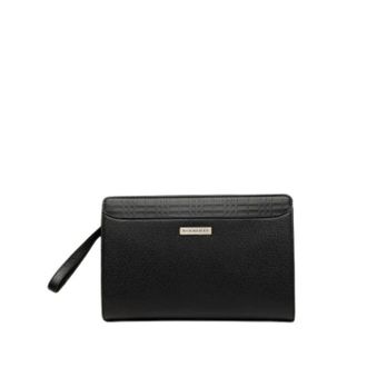 Burberry Pre-owned Clutch - Dames - Pre-owned - Zwart - Maat: ONE Size Leer