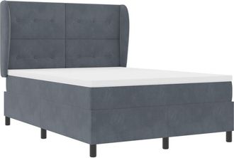 vidaXL vidaXL Box Spring Bed with Mattress - Dark Grey - 140x200 cm - Velvet