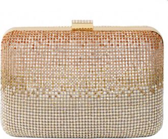 Whiting & Davis Harlow Ombre Crystal Minaudiere Bag In Gold