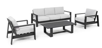 Outdoor Living Conjunto de sal&oacute;n de aluminio con cojines de polipropileno antracita