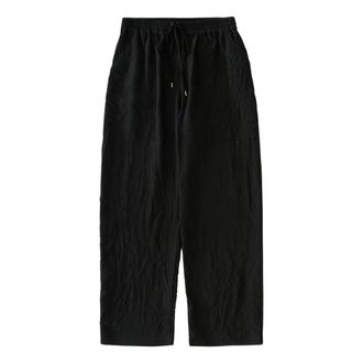 STUDIO NICHOLSON Wide Trousers, female, Black, Size: M Elastic Waist Draw Cord Pant