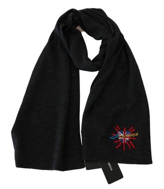 Dolce & Gabbana Unisex Gray dgloveslondon Wool Wrap Scarf Black