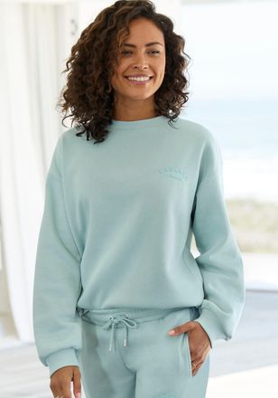 Lascana Sweatshirt LASCANA, Damen, Gr. 32/34, gr&uuml;n (mint), Sweatware, Obermaterial: 60% Baumwolle, 40% Polyester, bestickt, unifarben, bequem h&uuml;ftlang, Rundha