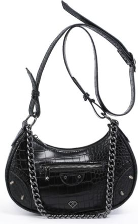 Generic Womens Crocodile Pattern Crossbody Handbag with Stud Details, Chunky Chain Shoulder Bag with Zip Top Closure, Adjustable Strap, Everyday & Evening Pur