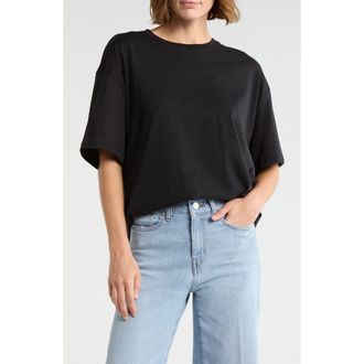 Frame Denim The Plus One Pima Cotton T-Shirt in Black at Nordstrom Rack, Size X-Small/small