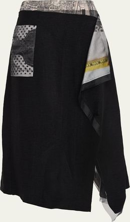 Jason Wu Collage Print Deconstructed Midi Wrap Skirt