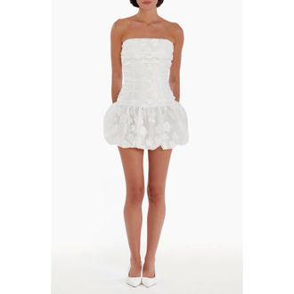 Amanda Uprichard Rendezous Strapless Bubble Hem Minidress in White at Nordstrom Rack, Size X-Large