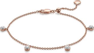 Monica Vinader Rose Gold Fiji Tiny Button Diamond Bracelet Diamond