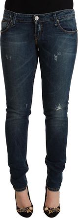 Acht Womens Skinny Distressed Jeans - Dark Blue Cotton - Size 30 (Waist)