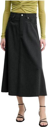 Nanushka Rokken, Dames, Zwart, XS, Katoen, Cintia Midi Skirt