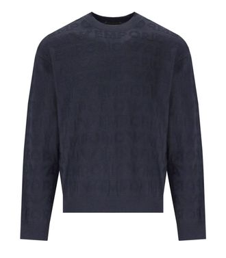 Emporio Armani Navy Blue Monogram Crewneck Sweater