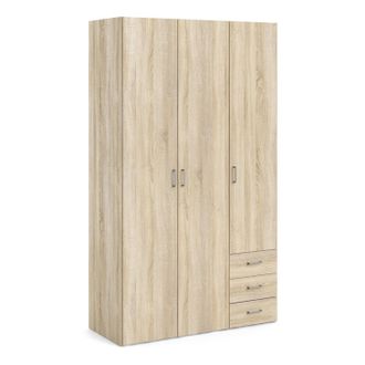Furniture To Go Space Wardrobe 3 Doors 3 Drawers 2000 in Light Oak