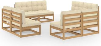 vidaXL Juego De Muebles De Jard&iacute;n 8 Pzas Y Cojines Madera Pino Maciza Vidaxl